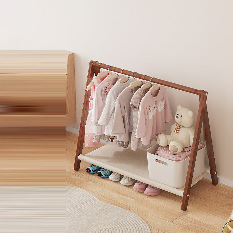 Contemporary Scandinavian Rectangular Natural Nan Bamboo Foldable Kids Hall Tree – 2- or 4-Tier Storage for Bedroom