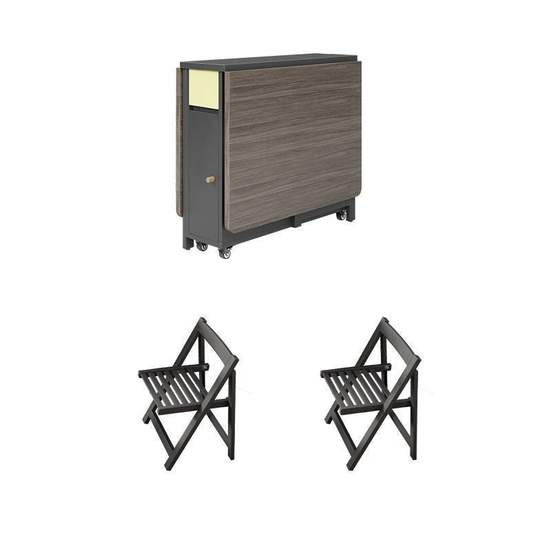 Space-Saving Scandinavian Contemporary Rectangular Desk & Foldable Chair Set with 1 Drawer – Rubberwood Solid Wood & MDF, for Living Room & Dining Room
