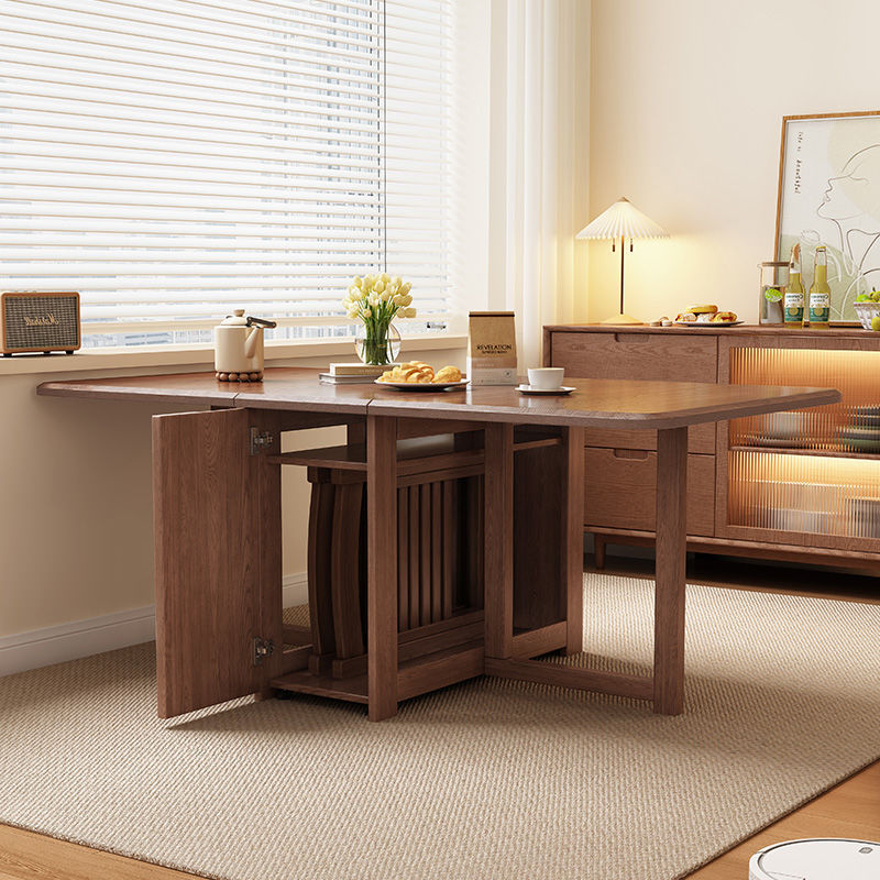 Contemporary Scandinavian Rectangular Rubberwood Desk & Foldable Chair Set – Solid Wood with Multi-Layer Panel, Ideal for Living & Dining Rooms