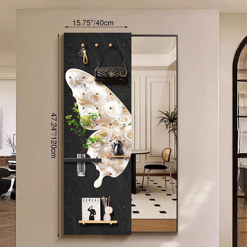 Contemporary Rectangular Full-Length Mirror with Float Glass & MDF Frame (Medium-Density Fiberboard), Push-Slide Decorative Accent for Living Room & Entryways