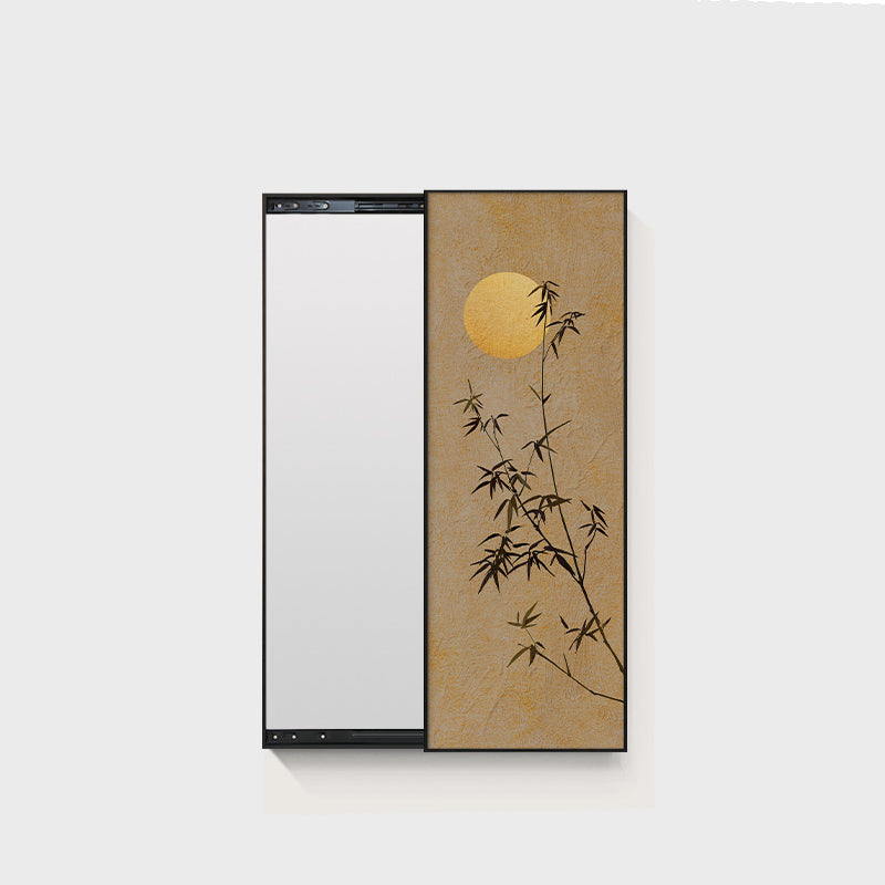 Traditional Chinese Rectangular Full-Length Mirror — Aluminum Alloy Frame, Crystal Ceramic Canvas, Float Glass Surface, Push-Slide Design for Bedroom & Entryways