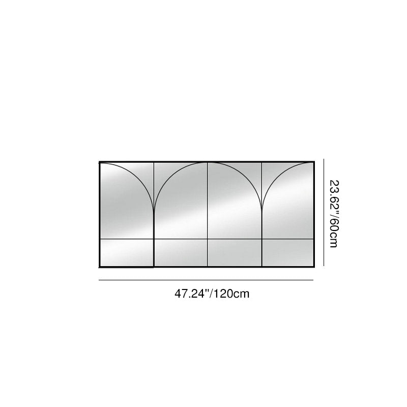 Traditional French Rectangular Iron-Trimmed Tempered-Glass Wall Mirror for Living Room – Elegant Decorative Accent