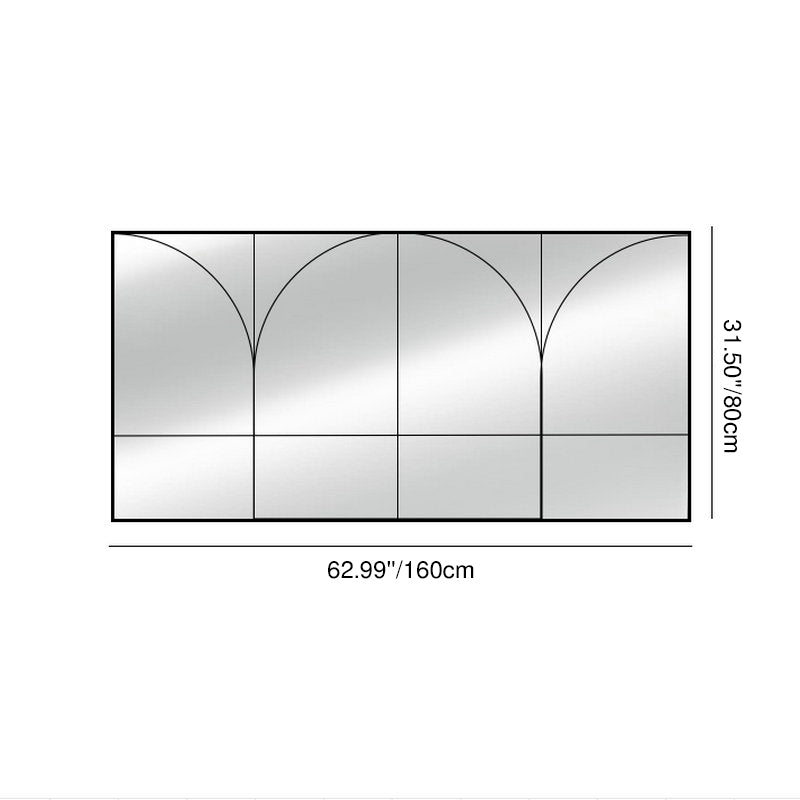Traditional French Rectangular Iron-Trimmed Tempered-Glass Wall Mirror for Living Room – Elegant Decorative Accent