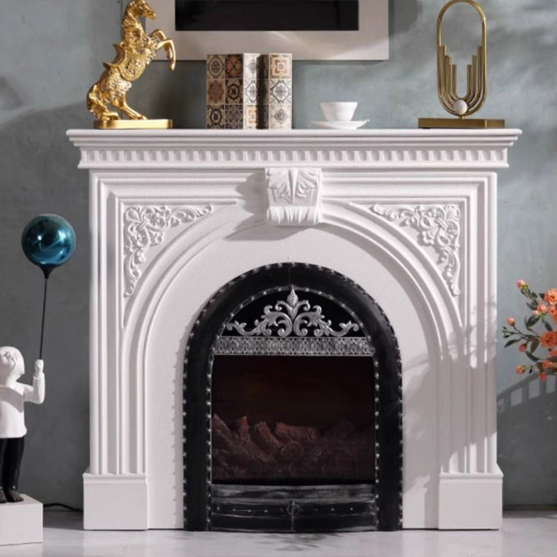 Traditional French Square MDF Mantel with 2-Tier Storage for the Living Room