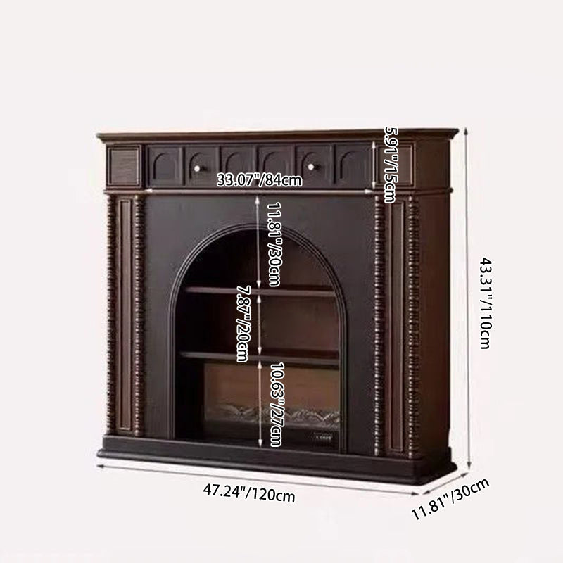 Traditional French-Style Square Solid Pine Mantel, 3-Tier Shelf for Living Room