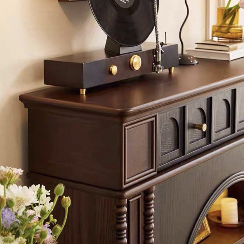 Traditional French-Style Square Solid Pine Mantel, 3-Tier Shelf for Living Room