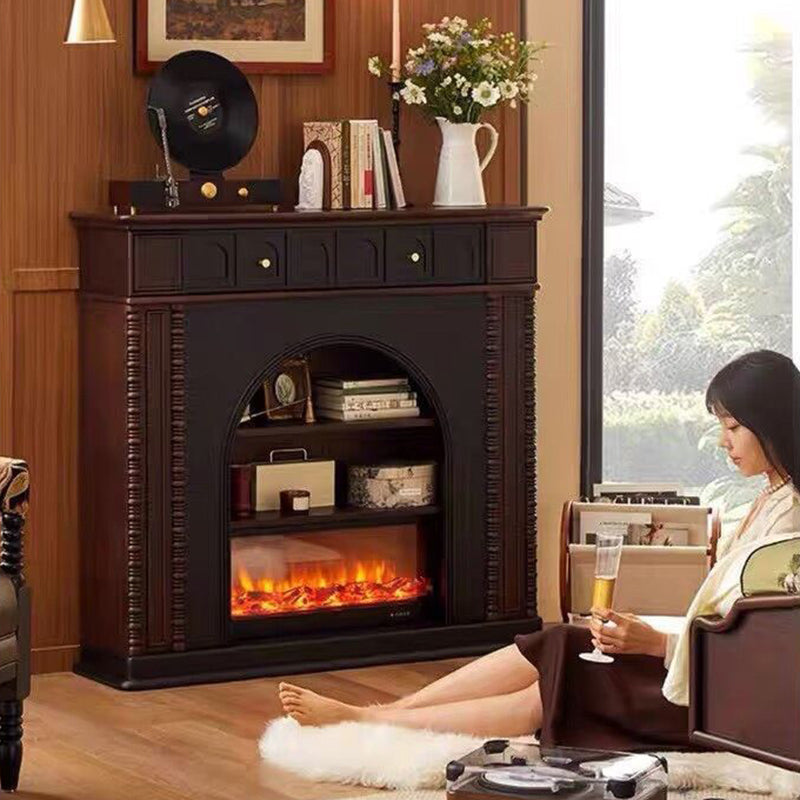 Traditional French-Style Square Solid Pine Mantel, 3-Tier Shelf for Living Room