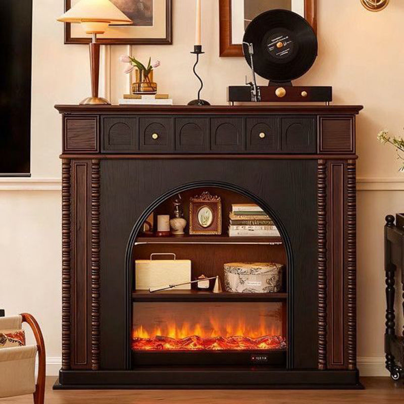 Traditional French-Style Square Solid Pine Mantel, 3-Tier Shelf for Living Room