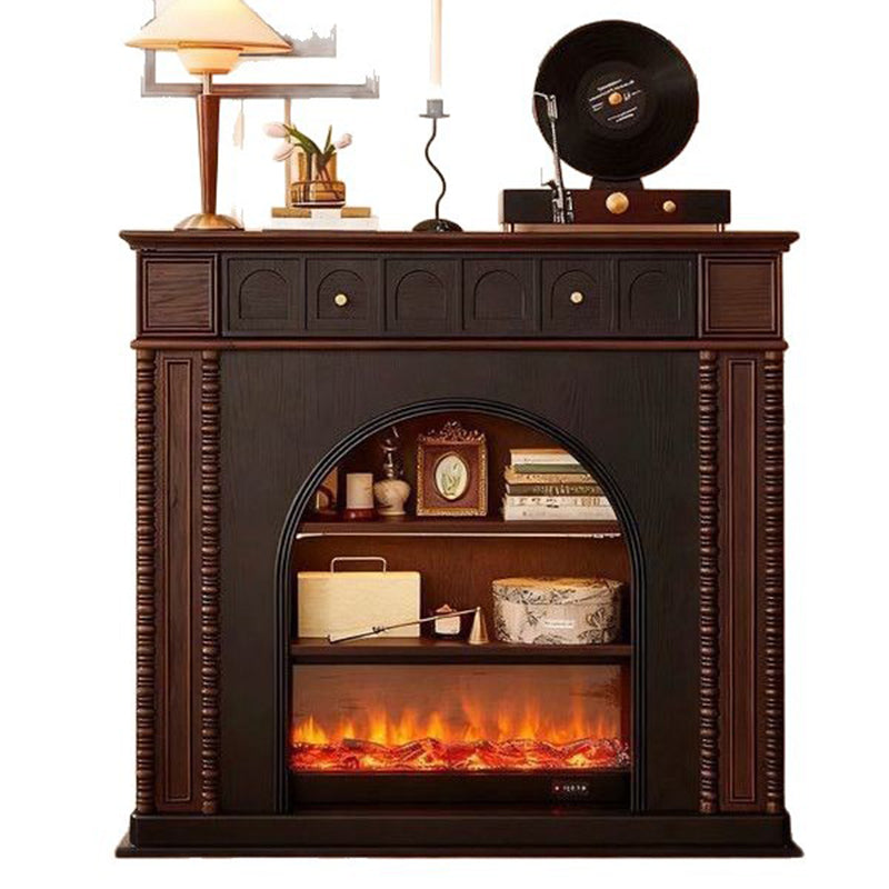 Traditional French-Style Square Solid Pine Mantel, 3-Tier Shelf for Living Room