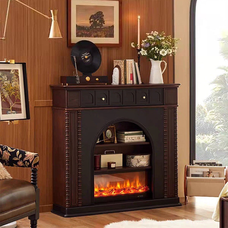 Traditional French-Style Square Solid Pine Mantel, 3-Tier Shelf for Living Room