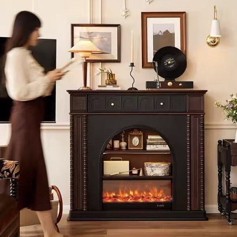 Traditional French-Style Square Solid Pine Mantel, 3-Tier Shelf for Living Room