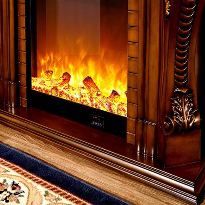Traditional European-Style Square Rubberwood Mantel — Solid Wood with MDF, Ideal for Living Room