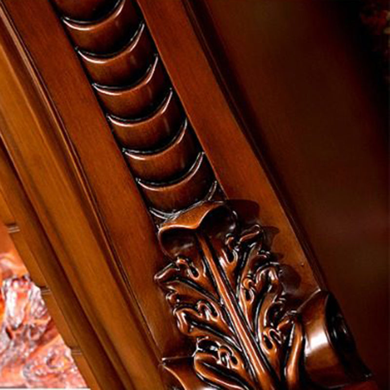 Traditional European-Style Square Rubberwood Mantel — Solid Wood with MDF, Ideal for Living Room