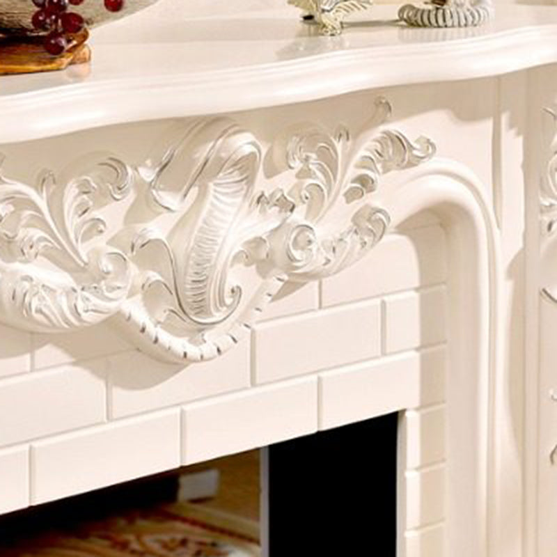 Traditional European-Style Square Rubberwood Mantel — Solid Wood with MDF, Ideal for Living Room
