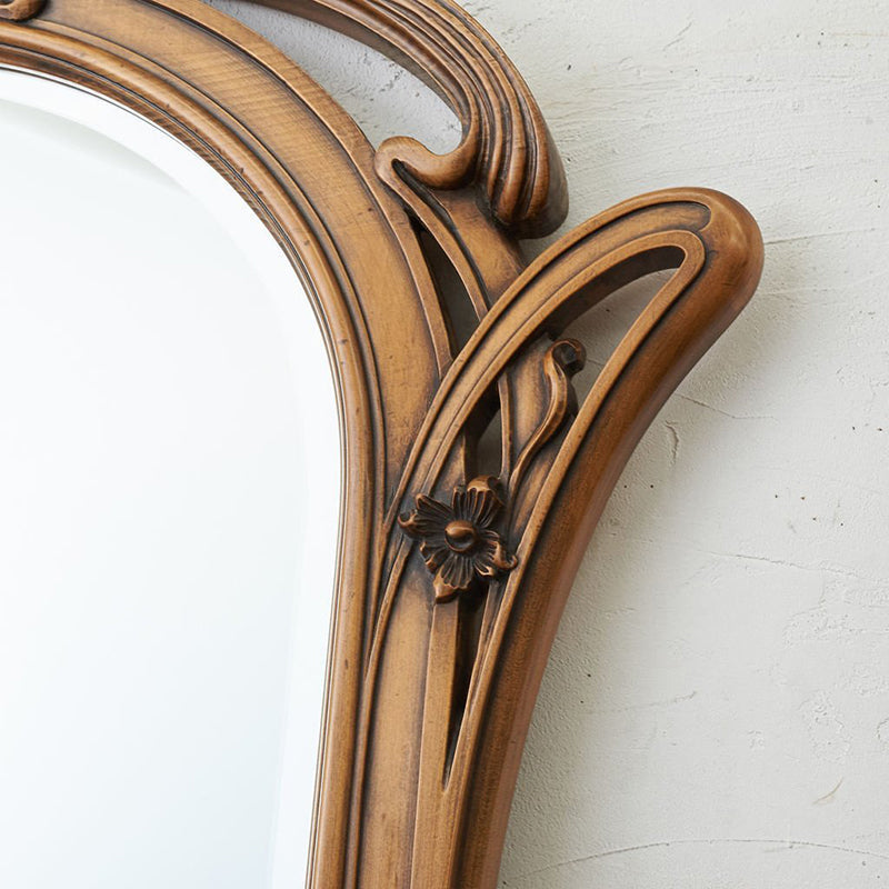 Traditional European Rectangular MDF Full-Length Mirror with Carved Details and Silver Finish for Living Room Decor