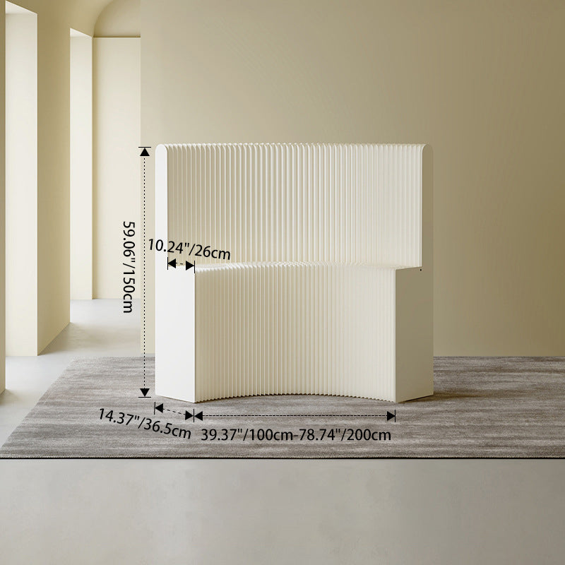 Modern Art Deco Foldable Room Divider – Curved-Edge Rectangular Panels in Kraft Paper and Acrylic for Living Room