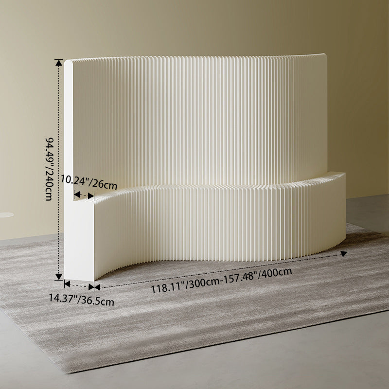 Modern Art Deco Foldable Room Divider – Curved-Edge Rectangular Panels in Kraft Paper and Acrylic for Living Room