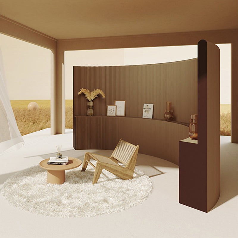 Modern Art Deco Foldable Room Divider – Curved-Edge Rectangular Panels in Kraft Paper and Acrylic for Living Room