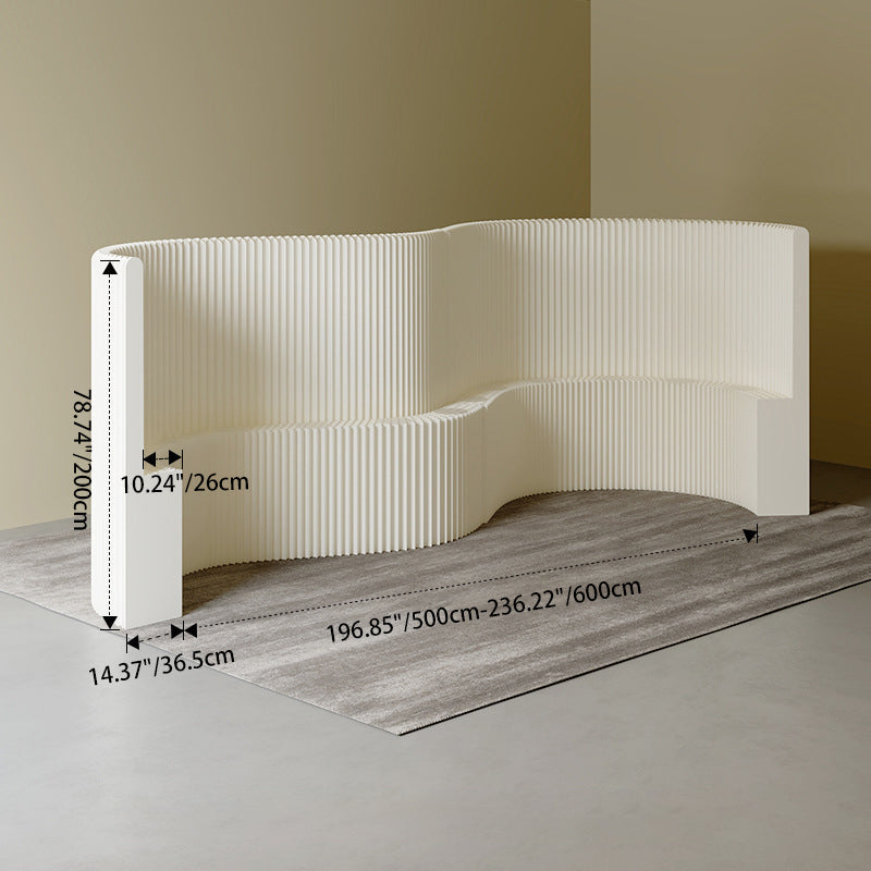 Modern Art Deco Foldable Room Divider – Curved-Edge Rectangular Panels in Kraft Paper and Acrylic for Living Room