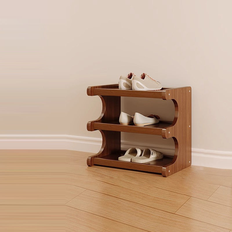 Contemporary Scandinavian Rectangular Nan Bamboo MDF Storage Shelf – 2/3/4/5/6-Tier Shoe Organizer for Entryways & Living Rooms