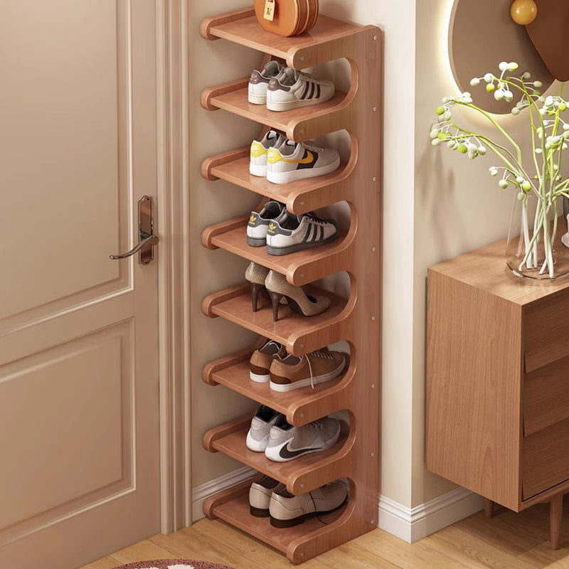 Contemporary Scandinavian Rectangular Nan Bamboo MDF Storage Shelf – 2/3/4/5/6-Tier Shoe Organizer for Entryways & Living Rooms