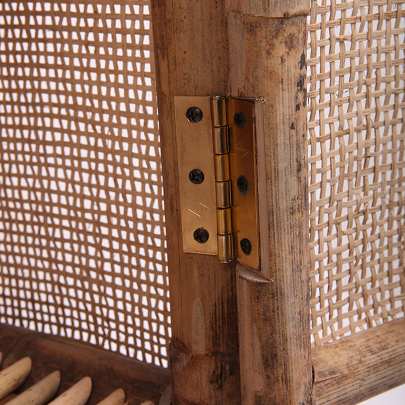Elegant Traditional Chinese Slim Storage Cabinet in Natural Indonesian Rattan & Handwoven Finish – Space-Saving Sideboard for Living Room