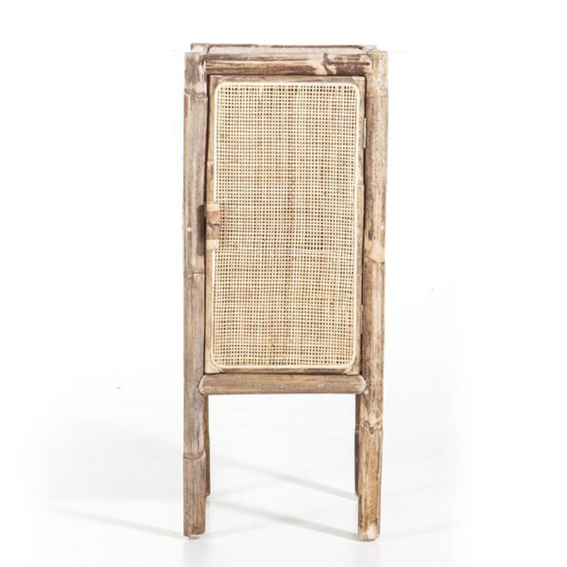 Elegant Traditional Chinese Slim Storage Cabinet in Natural Indonesian Rattan & Handwoven Finish – Space-Saving Sideboard for Living Room