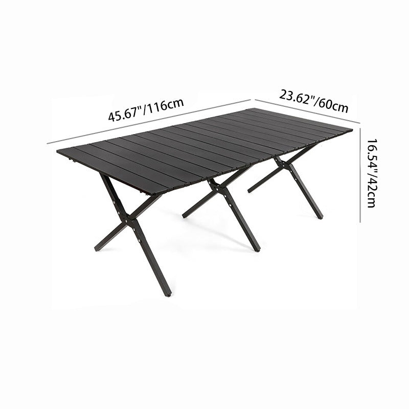 Modern Minimalist Rectangular Carbon Steel Outdoor Folding Table - Durable & Space-Saving