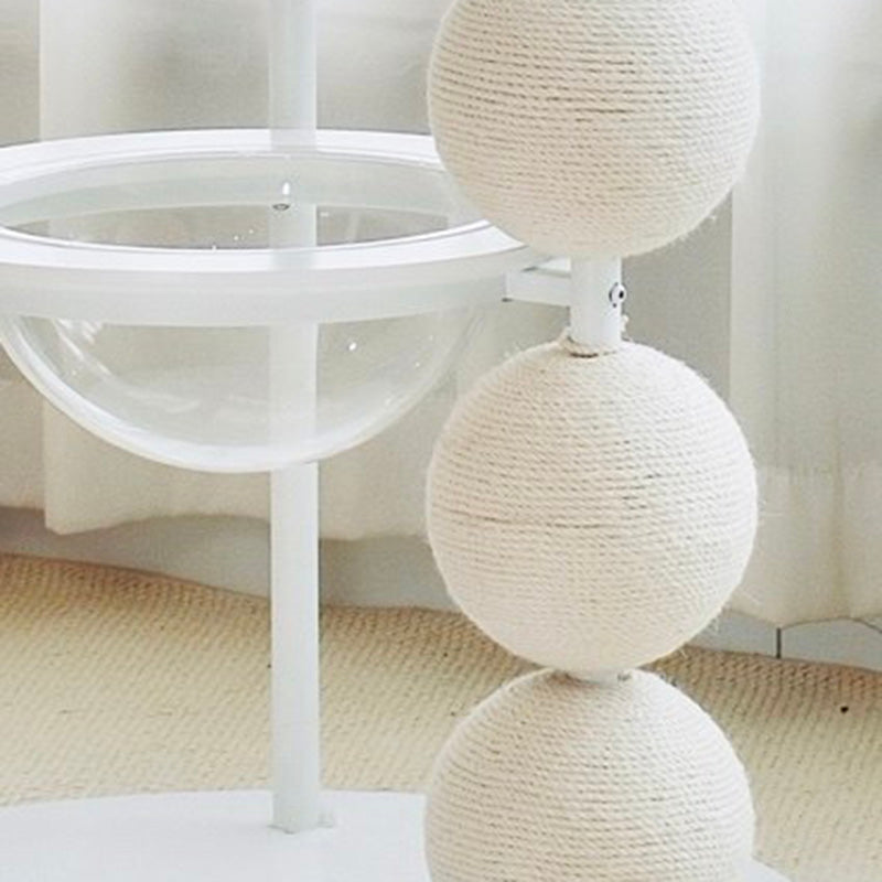 Stylish Contemporary Scandinavian Round Cat Tree – 5-Tier, Solid Pine & MDF with Iron, Sisal & Acrylic Accents for Living Room