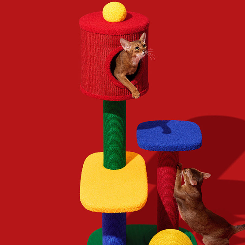 Modern Rectangular Cat Tree – 2/3/4-Tier Multi-Level with Particleboard, Corrugated Paper, Sisal & Jute (EPS Core) for Living Room