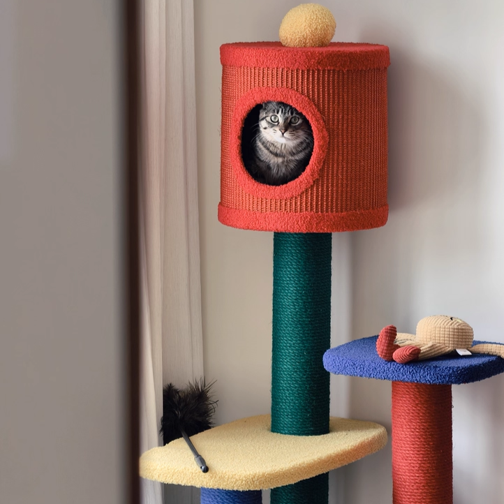 Modern Rectangular Cat Tree – 2/3/4-Tier Multi-Level with Particleboard, Corrugated Paper, Sisal & Jute (EPS Core) for Living Room