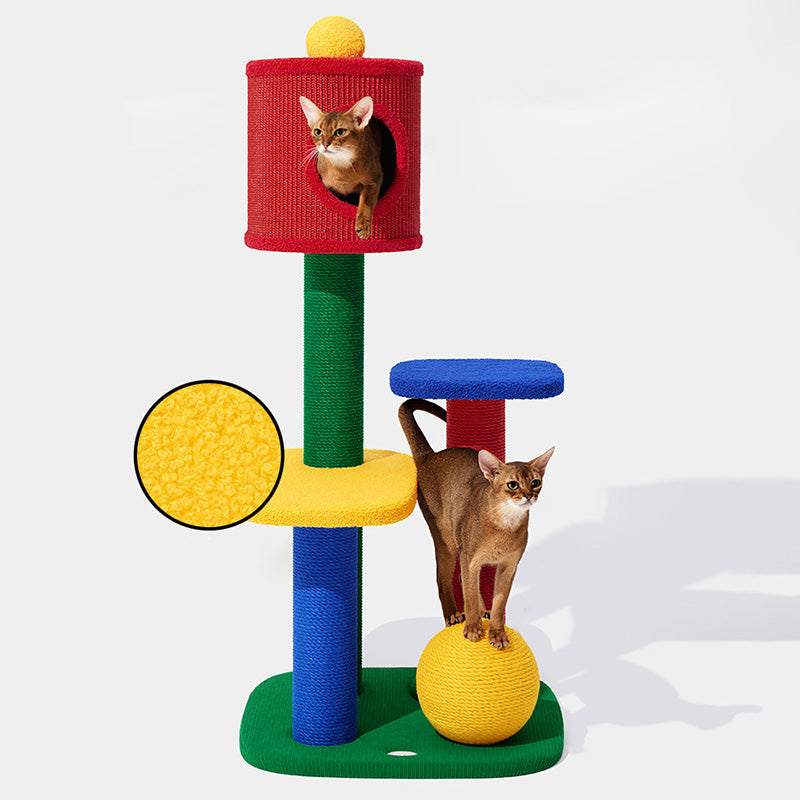 Modern Rectangular Cat Tree – 2/3/4-Tier Multi-Level with Particleboard, Corrugated Paper, Sisal & Jute (EPS Core) for Living Room