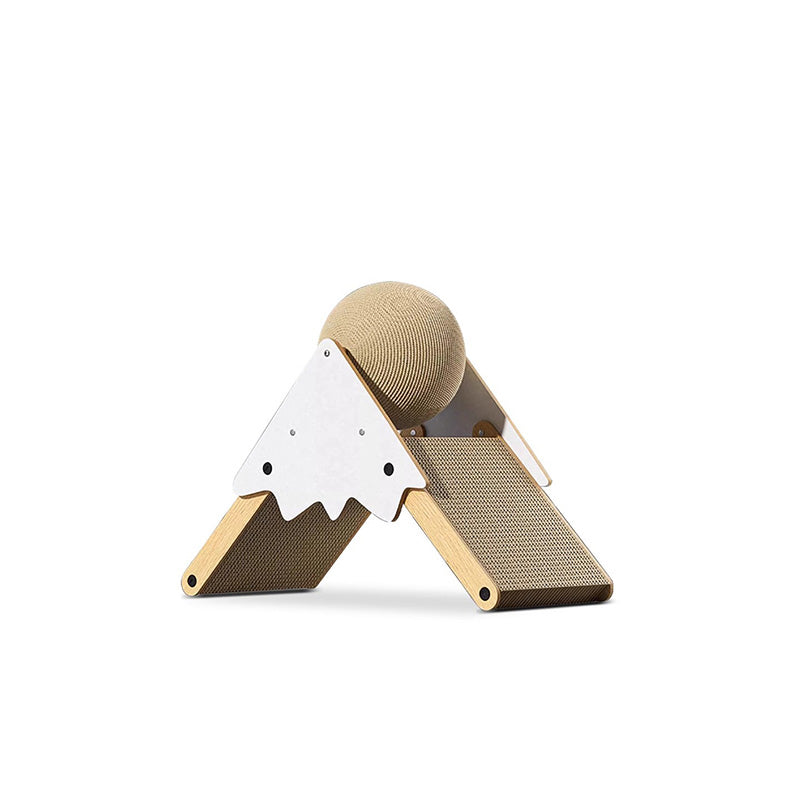 Contemporary Triangular MDF Cat Tree with Corrugated Paper and Sisal – Snow Mountain Design for Bedroom