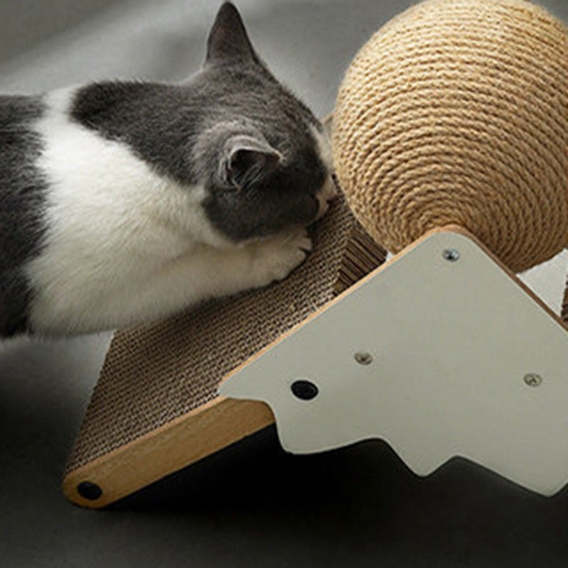Contemporary Triangular MDF Cat Tree with Corrugated Paper and Sisal – Snow Mountain Design for Bedroom