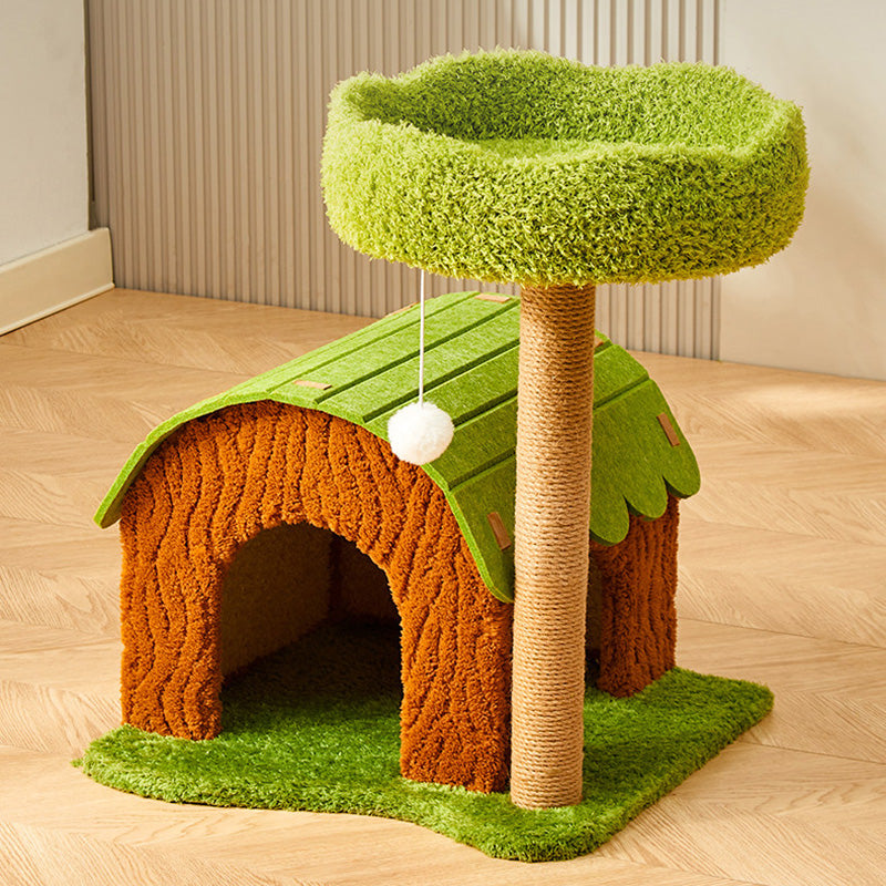 Modern Rectangular MDF Cat Tree with Velvet-Felt Finish and Sisal Scratching Posts — 2/3/4-Tier Tree House for Living Room