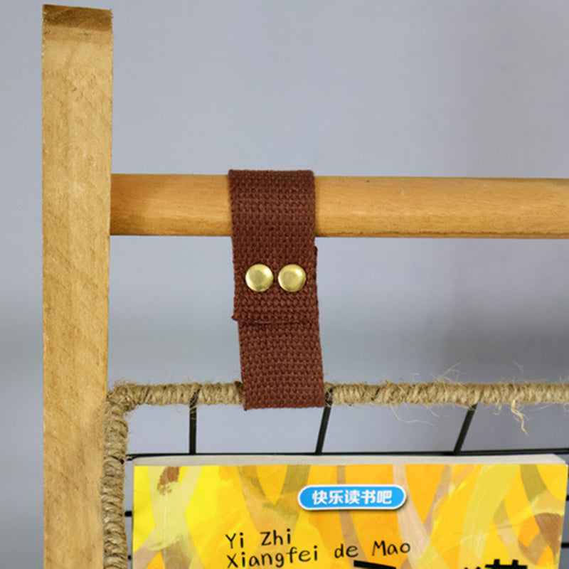 Modern Minimalist Rectangular Solid Wood Display Rack with Iron Rope Accents and 3 Baskets for Living Room