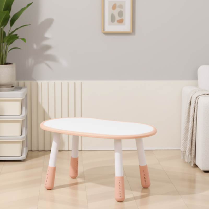 Modern Minimalist Oval Eco-Friendly Kids' Side Table with 4 Legs for Living Room