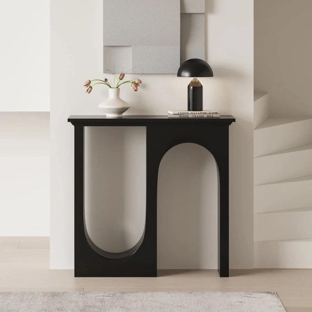 Modern Minimalist Rectangular MDF Console Table — 3-Leg U-Shaped Design, Durable for Entryways