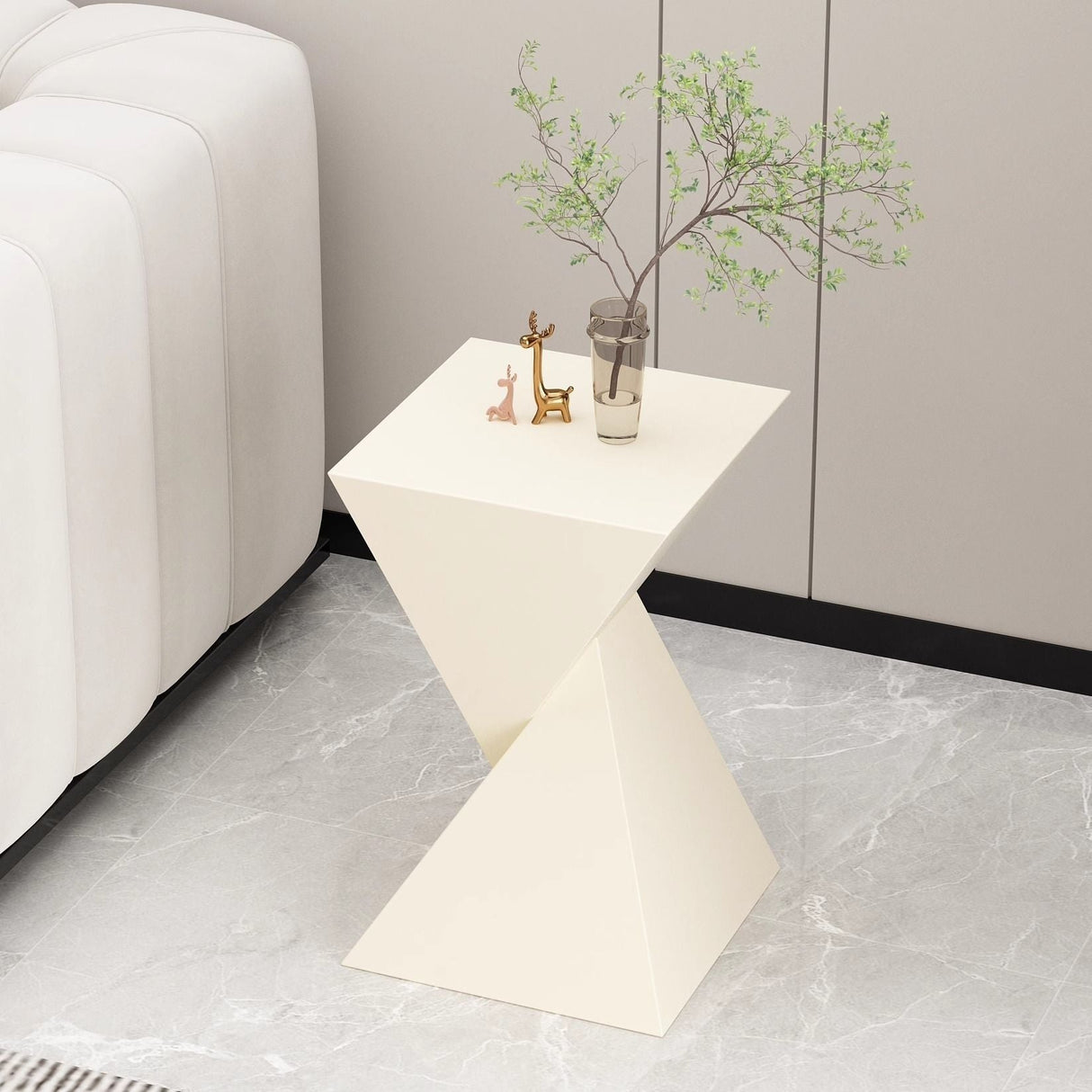 Sleek Modern Minimalist Triangular Carbon Steel Side Table for Living Room