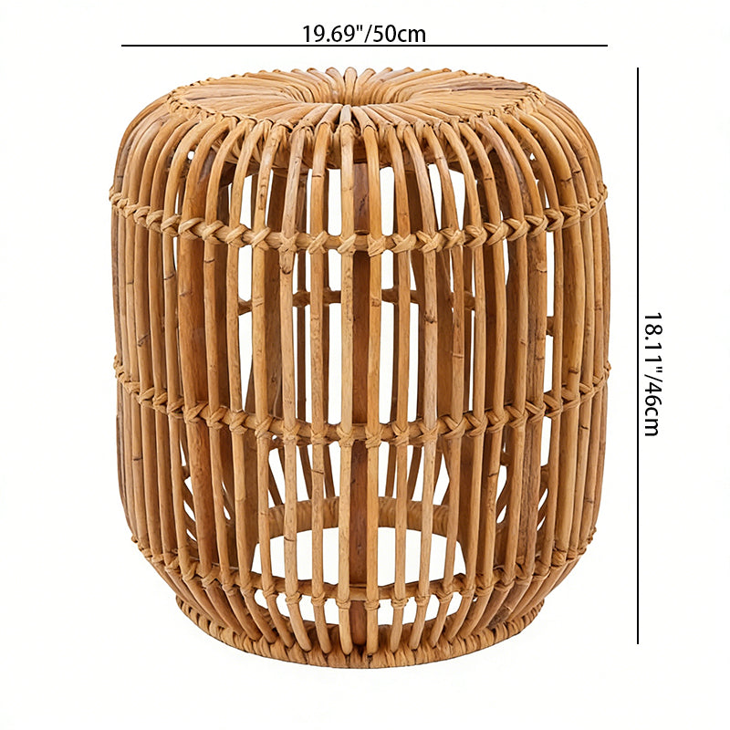 Modern Minimalist Bamboo Rattan Outdoor Side Table – Lightweight, Durable, Eco-Friendly & Breathable for Patio & Garden