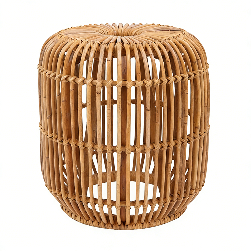 Modern Minimalist Bamboo Rattan Outdoor Side Table – Lightweight, Durable, Eco-Friendly & Breathable for Patio & Garden