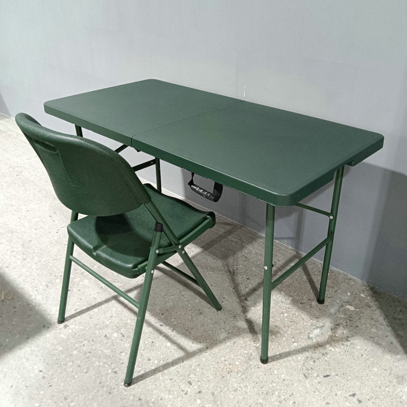 Modern Minimalist Rectangular Foldable Dining Table - 4-Leg Steel & Plastic, Garden-Ready
