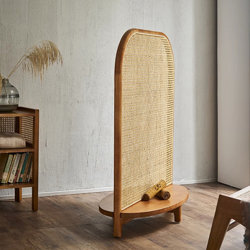 Traditional Chinese Rectangular Room Divider with Solid Wood Frame and PP Synthetic Rattan – Ideal for Living Room Decor