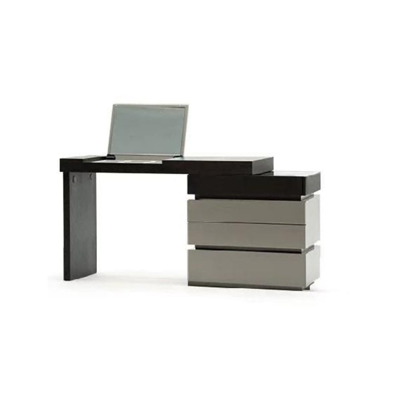 Modern Minimalist Rectangular Makeup Vanity — Multi-Layer Solid Wood Build, Sturdy & Eco-Friendly with Natural Clear Grain, Efficient Storage, Space-Saving & Easy-Clean Surface for Living Room & Bedroom