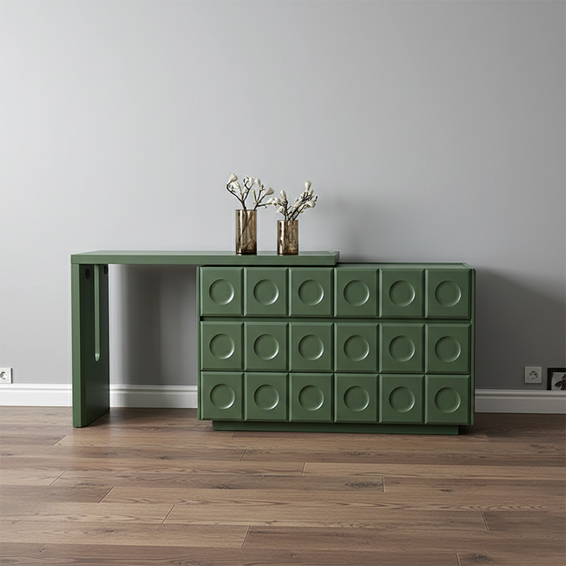 Green 6-Drawer Makeup Vanity – Nordic-Style Practical Storage with Premium MDF and Solid Wood Particle Board for the Bedroom