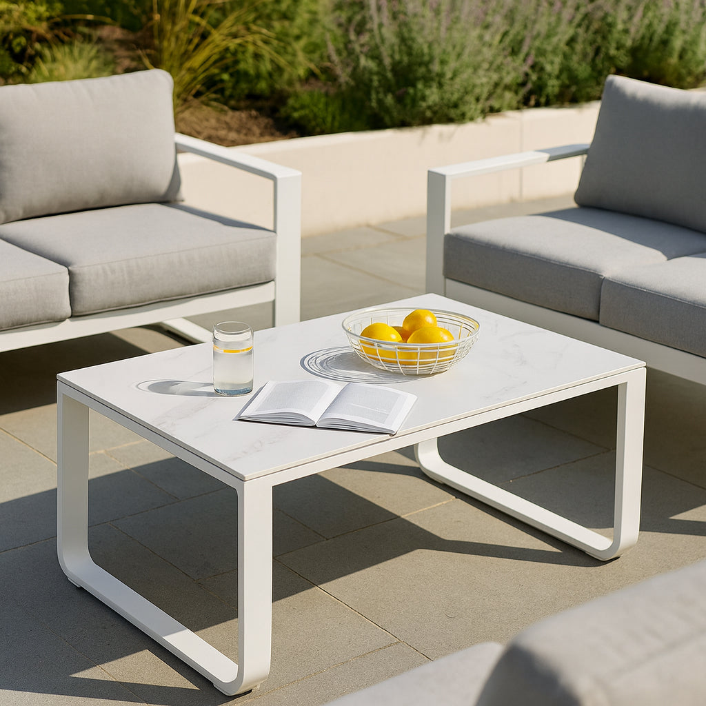 Rust-Resistant Rectangular Outdoor Coffee Table — 1-Tier Design with Ample Space for Balcony & Garden