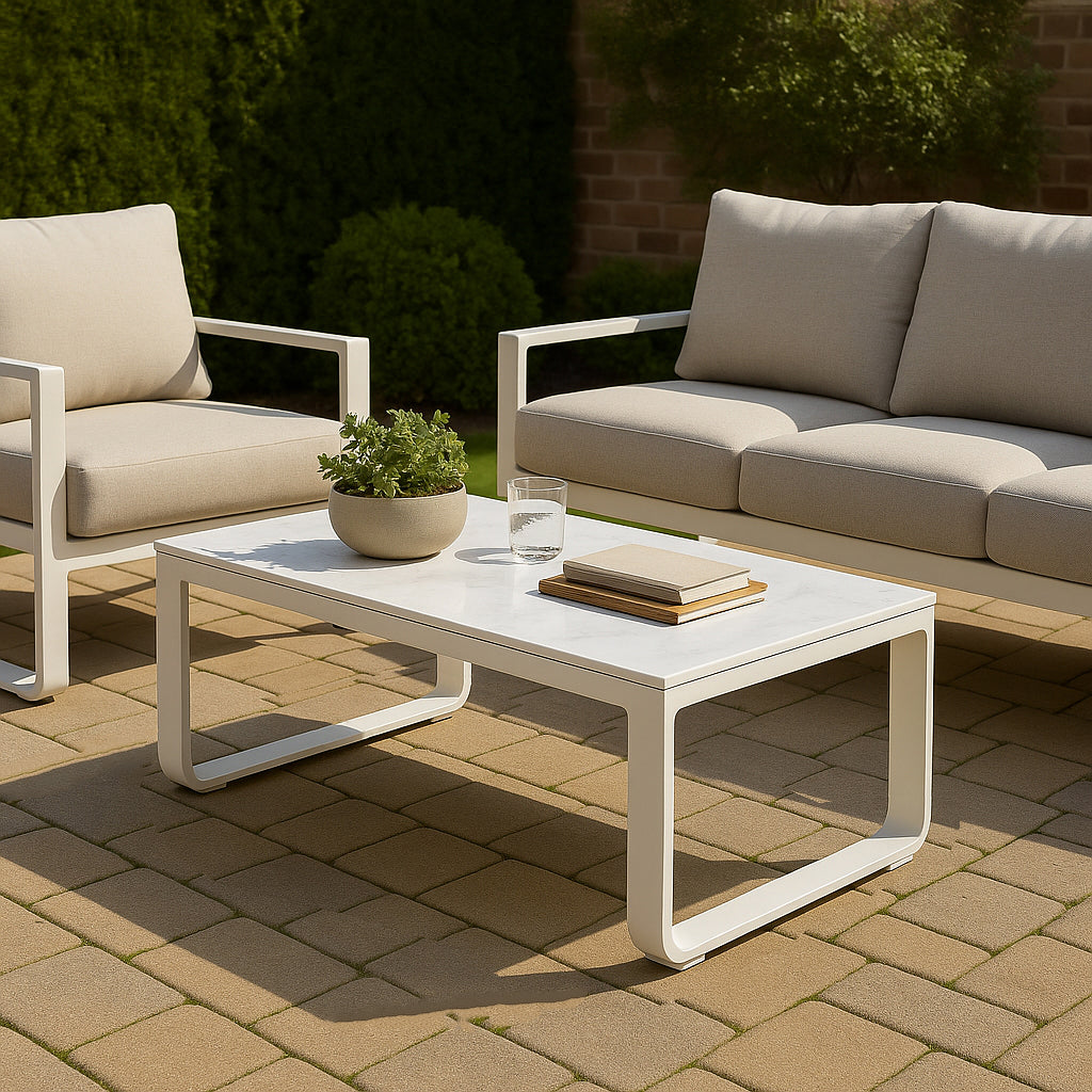 Rust-Resistant Rectangular Outdoor Coffee Table — 1-Tier Design with Ample Space for Balcony & Garden