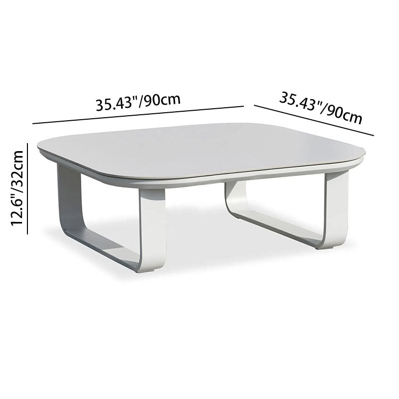 Sleek White Square Outdoor Coffee Table with 1-Tier Design for Stylish Gardens & Patios