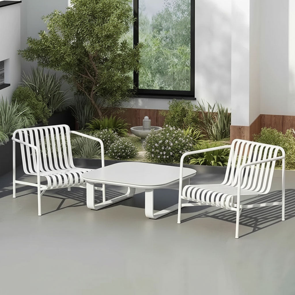 Sleek White Square Outdoor Coffee Table with 1-Tier Design for Stylish Gardens & Patios
