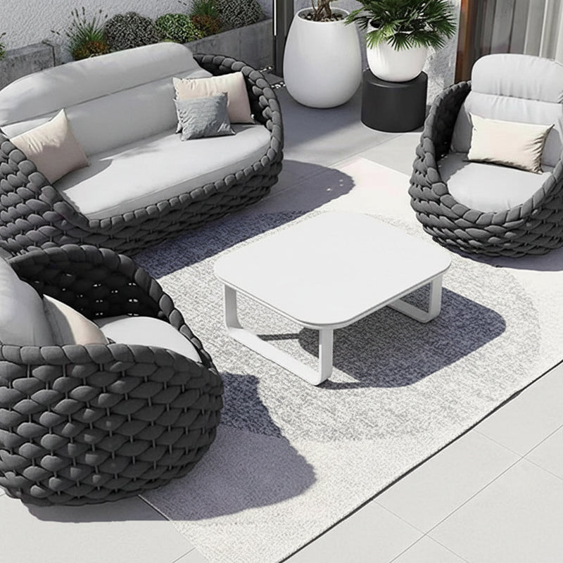 Sleek White Square Outdoor Coffee Table with 1-Tier Design for Stylish Gardens & Patios